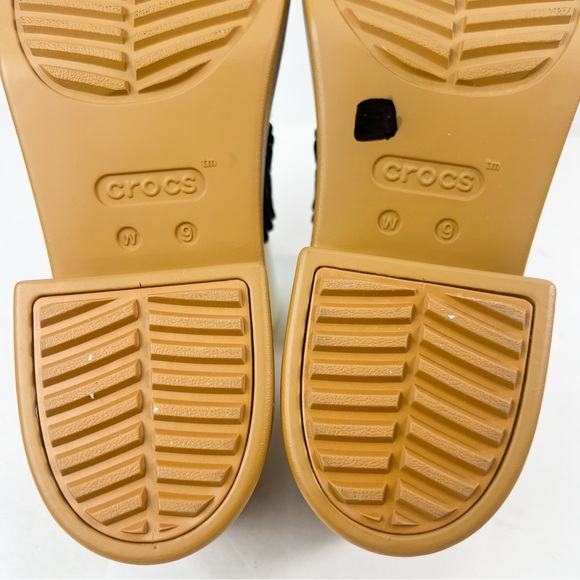 Crocs Brooklyn Woven Heel Platform Sandals Black Women’s size 9 Chunky - Picture 8 of 9